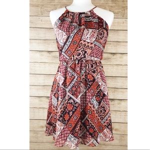 By & By Navy/Orange Dress with Keyhole back Sz XS